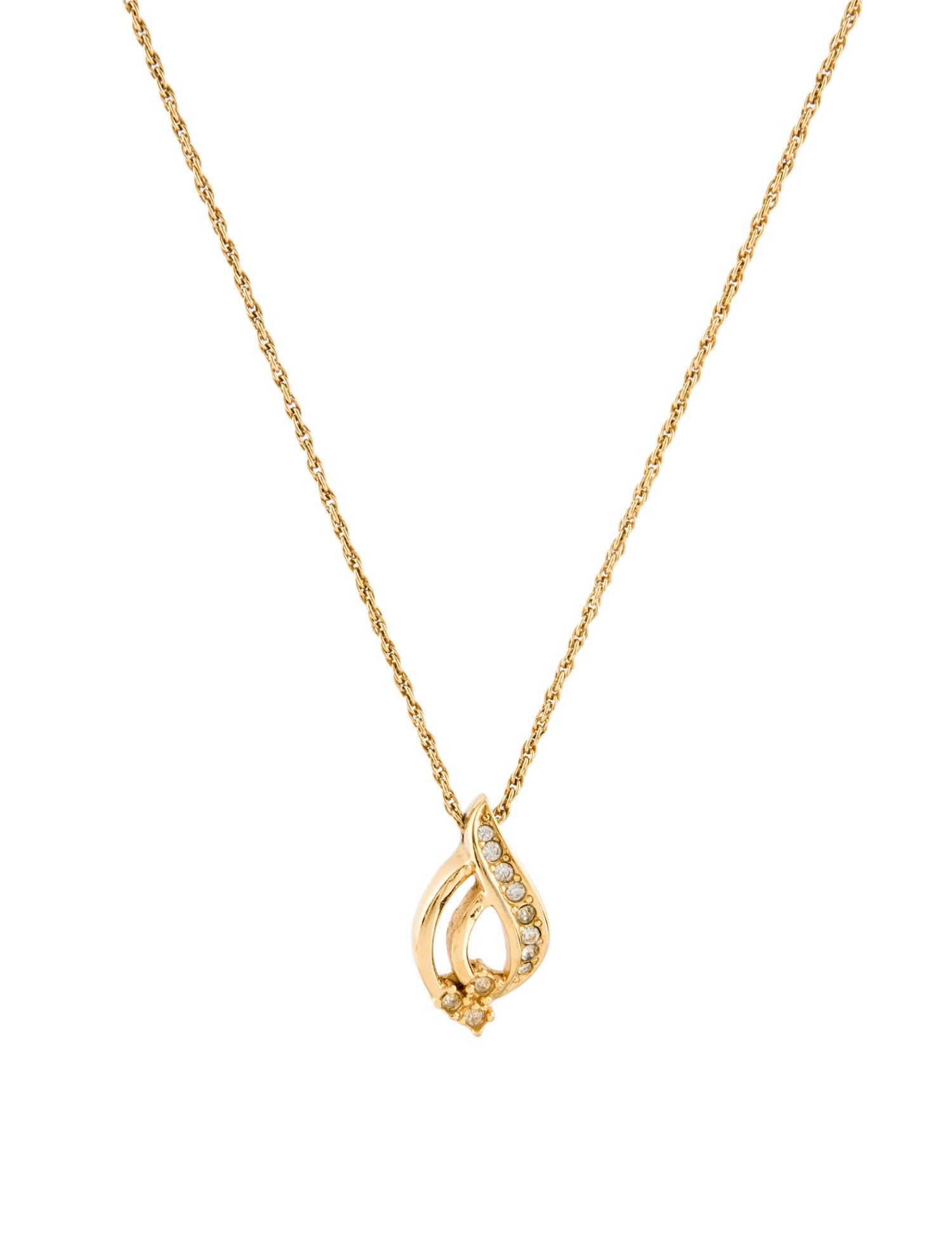 Christian Dior Vintage Crystal Swirl Pendant Necklace